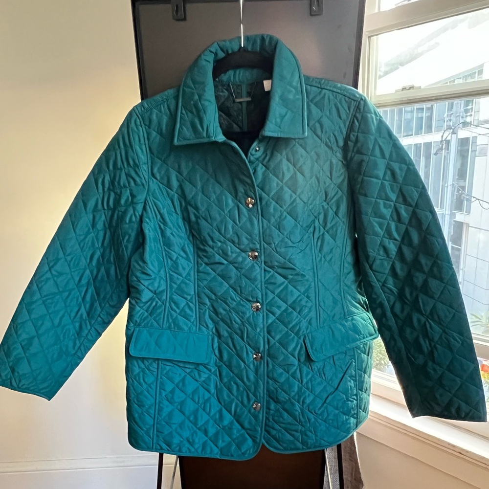Talbots Emerald Green Quilted Women's Jacket Size 12/14